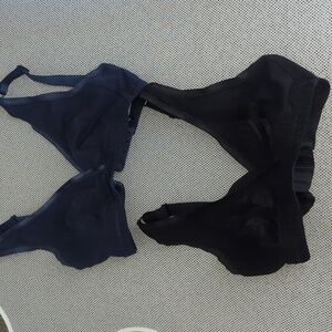 Cosabella bralette set black and blue size small